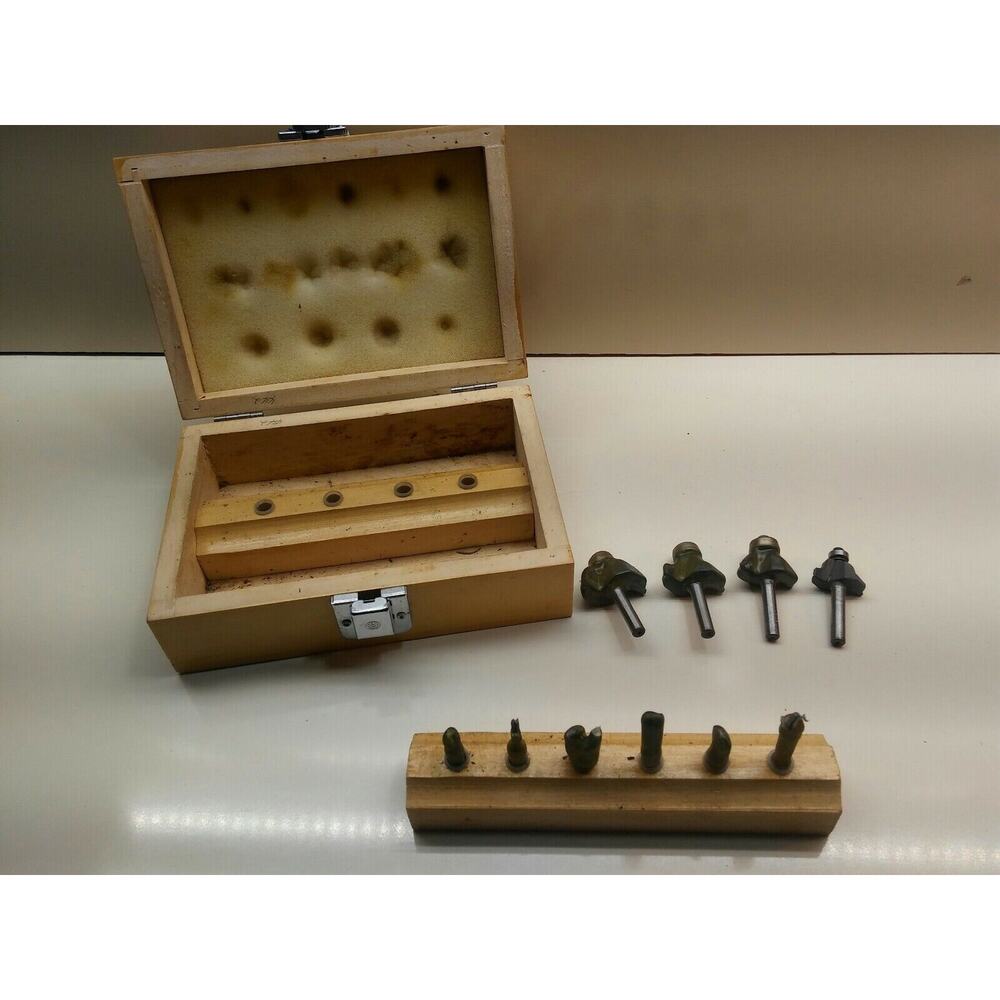 10 Router Bits In Case - Most - NEW - 4 with Ball Bearing Guides